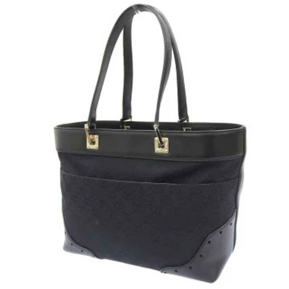 Gucci Bag Canvas Handbag Tote Black GG Logo